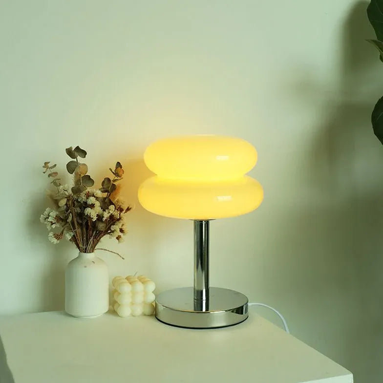 Two-Layer Round Table Lamp with Metal Base