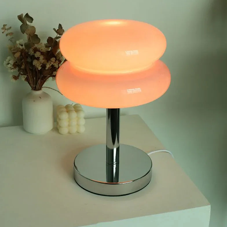 Two-Layer Round Table Lamp with Metal Base