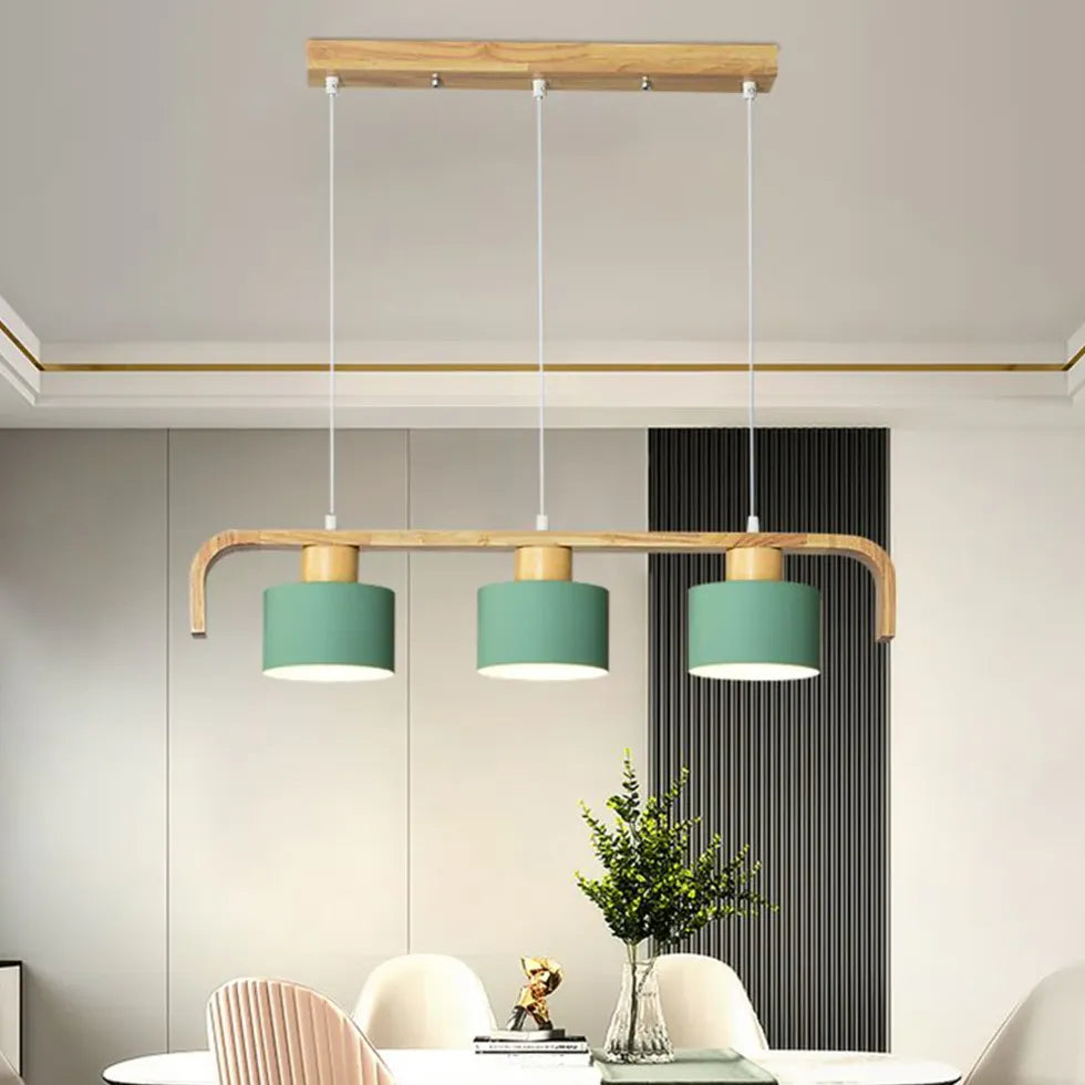 Segmented Layout Kitchen Wooden Pendant Light