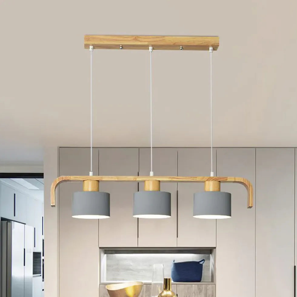 Segmented Layout Kitchen Wooden Pendant Light