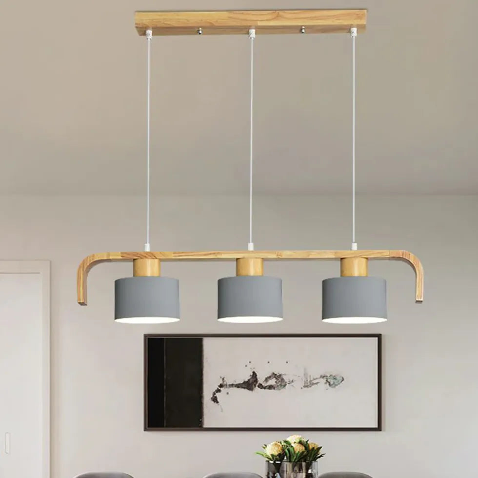 Segmented Layout Kitchen Wooden Pendant Light