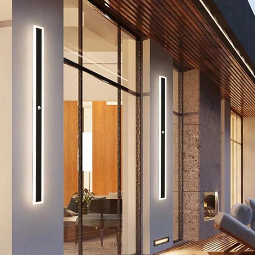 Black Minimalist Edge Radiation Linear LED Outdoor Wall Light