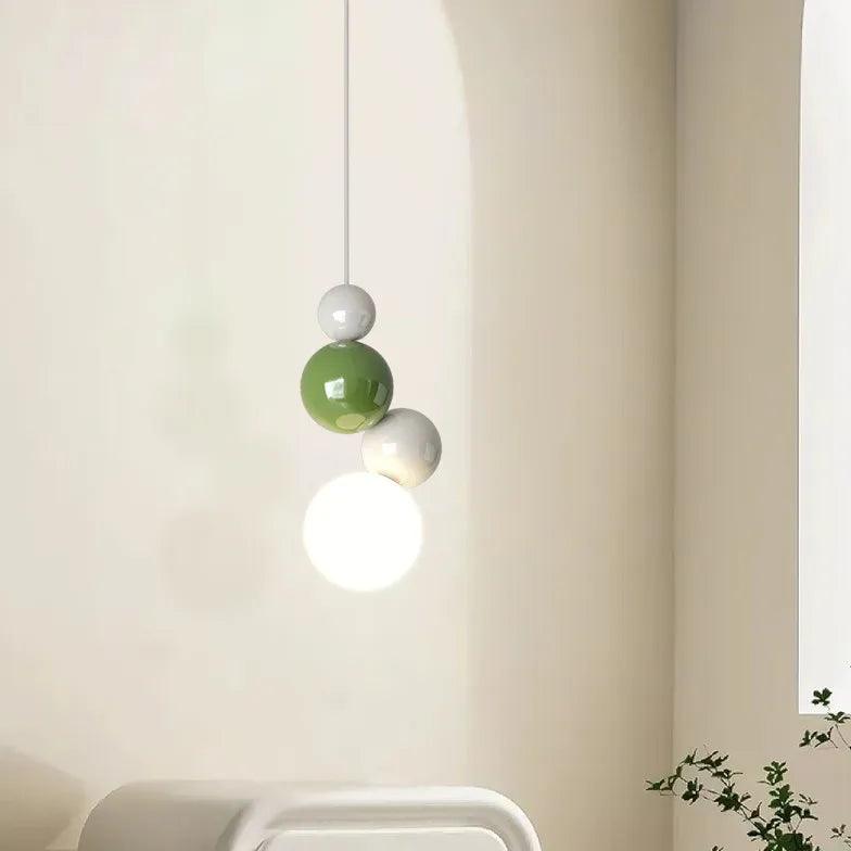 Modern Pendant Light In Cream Ball Design For Bedroom