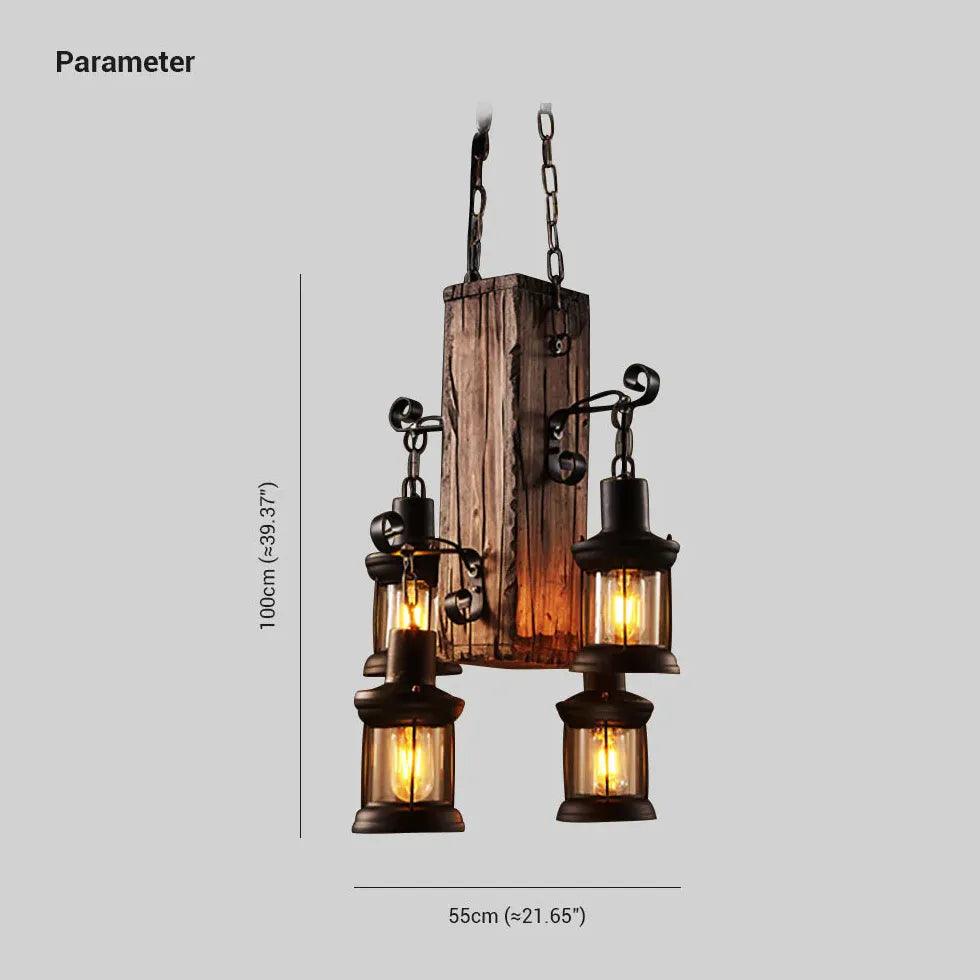 Vintage Wooden Industrial Multi Pendant Light for Dining Room