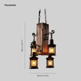 Vintage Wooden Industrial Multi Pendant Light for Dining Room