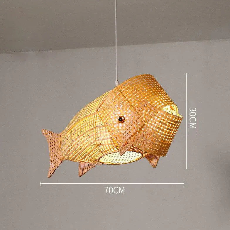 Fish Grid Kitchen Rattan Pendant Light