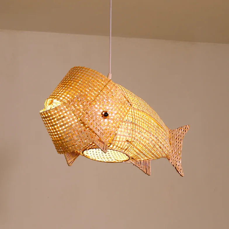 Fish Grid Kitchen Rattan Pendant Light