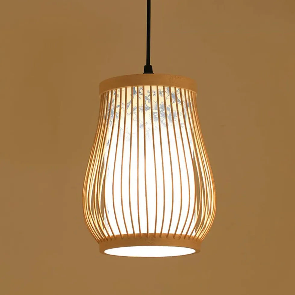 Oval Weaving Kitchen Wooden Pendant Light