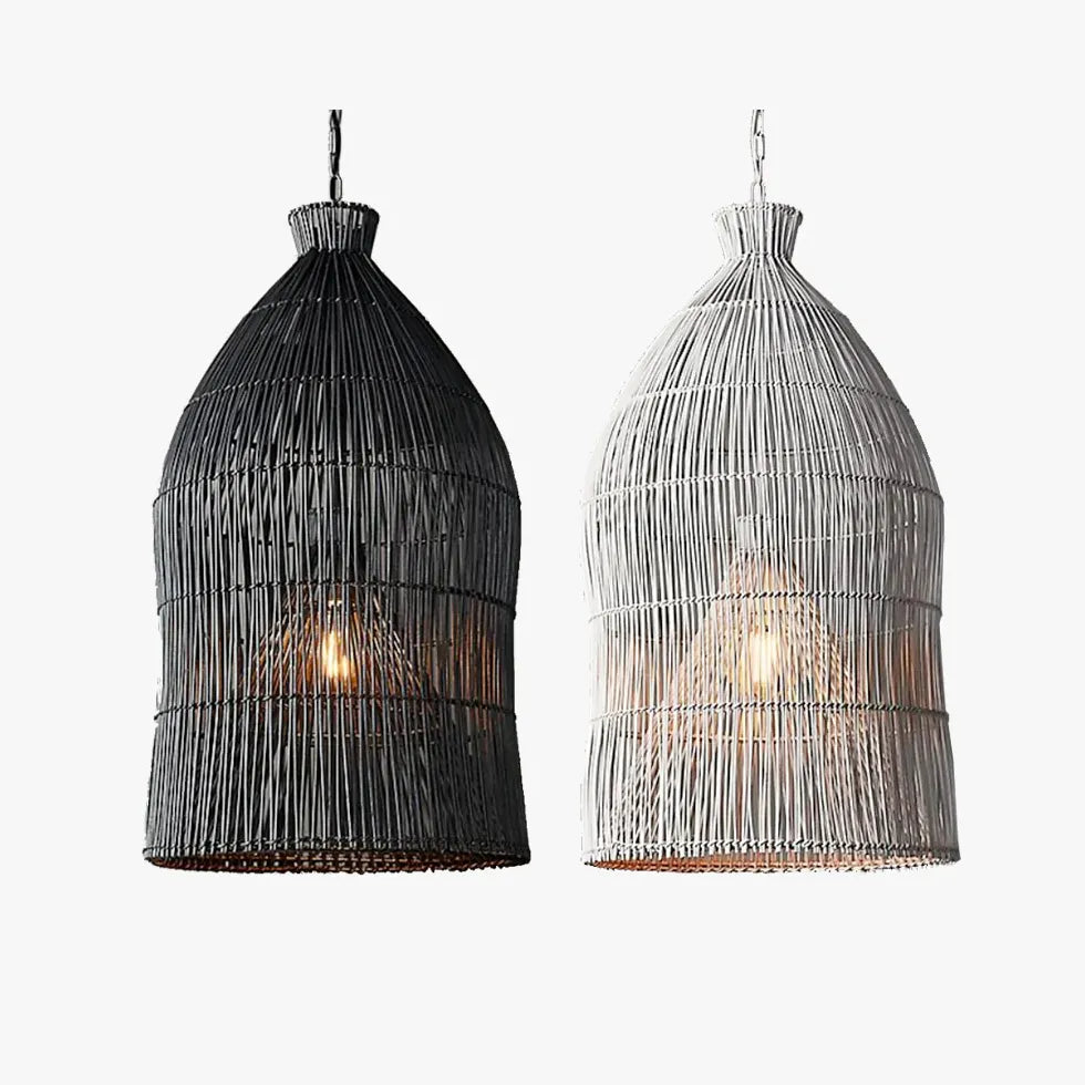 Black Bell Kitchen Rattan Pendant Light