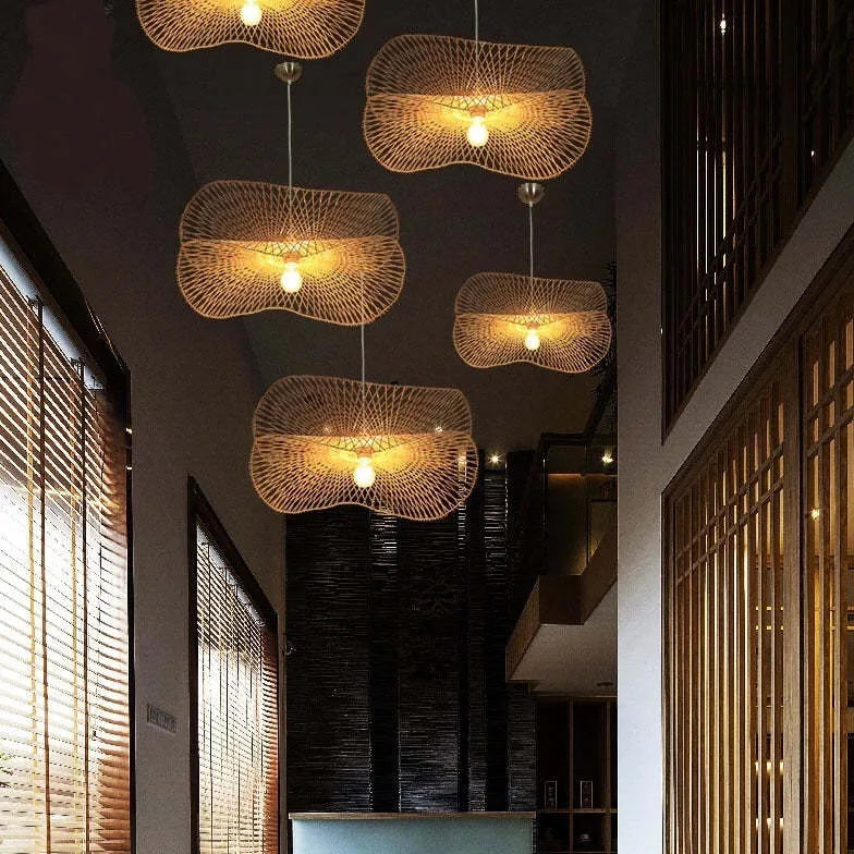 Petal Shaped Rattan Kitchen Pendant Light