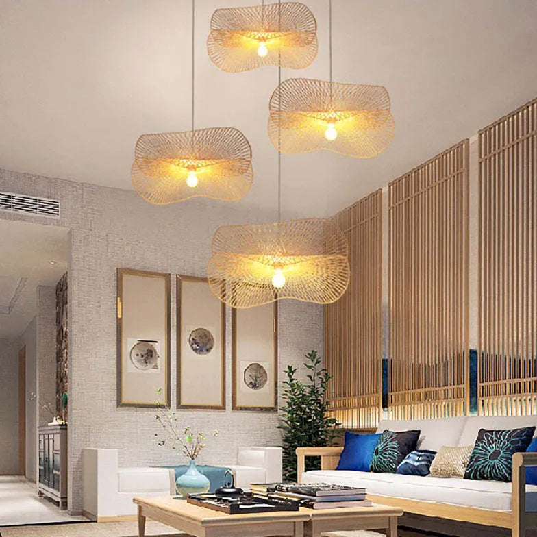 Petal Shaped Rattan Kitchen Pendant Light