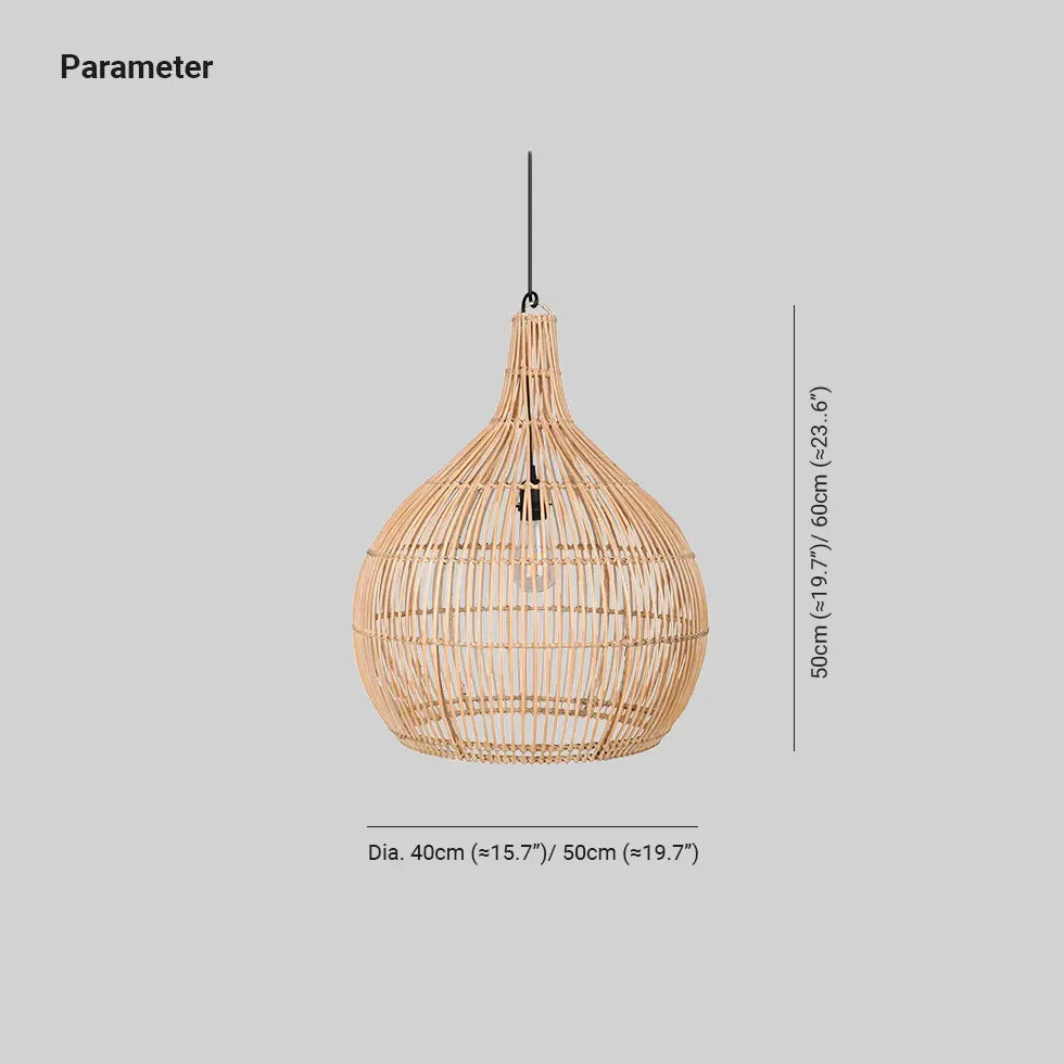 Rattan Lantern Translucent Natural Pendant Light