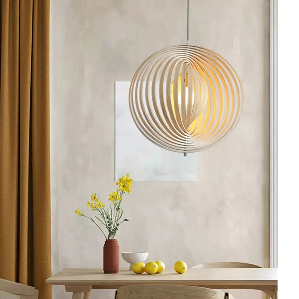 Adjustable Wooden Ring Modern Pendant Light