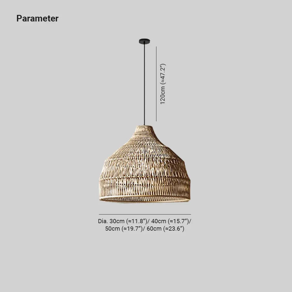 Rattan Hemisphere Translucent Natural Pendant Light