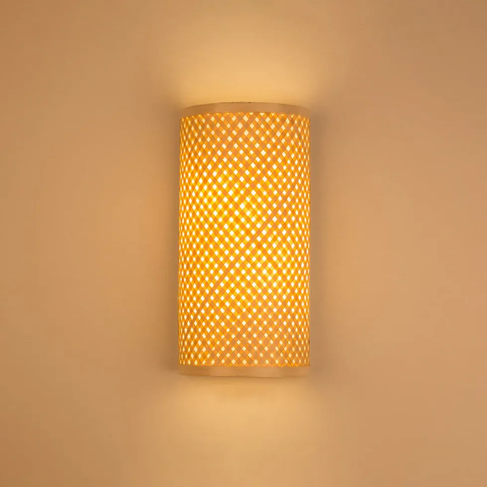 Vertical Slender Rattan Decorative Wall Lamp