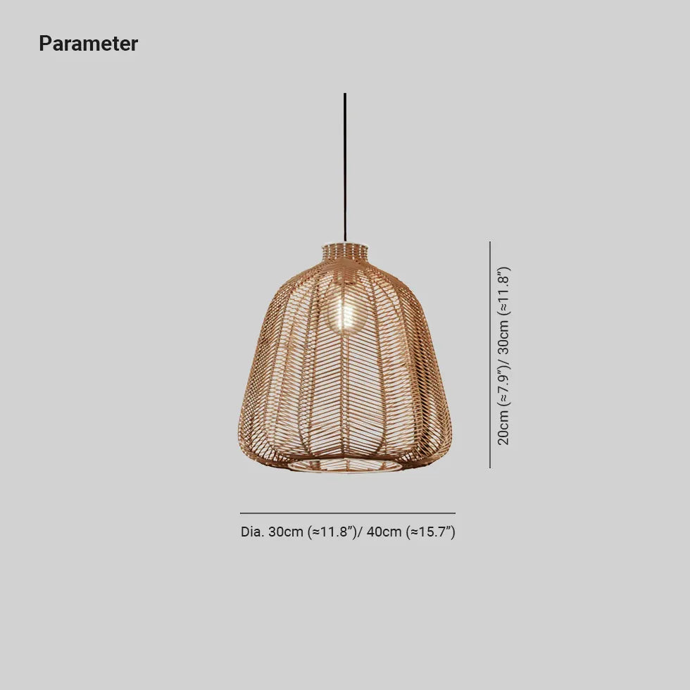 Lantern Rattan Semi-Translucent Simple Pendant Light