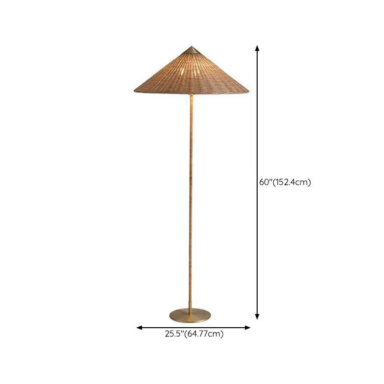 Cone Rattan White Floor Lamp