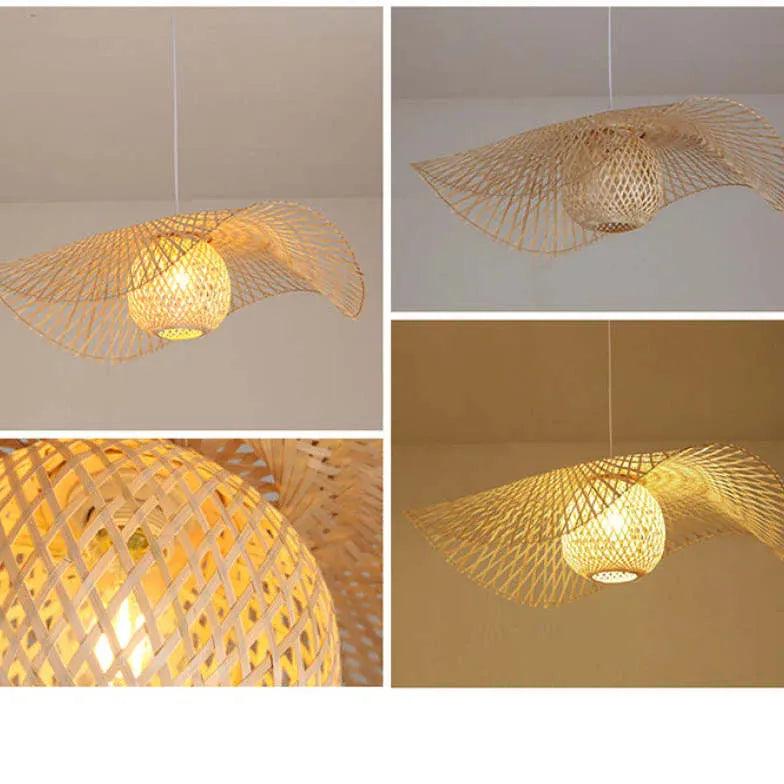 Natural Grid Kitchen Rattan Pendant Light