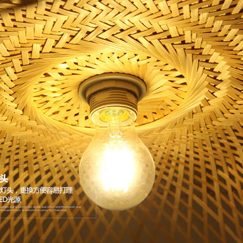 Natural Grid Kitchen Rattan Pendant Light