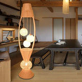 Natural Spherical Lampshade Study Floor Lamp