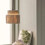 Double Layer Slim Bedroom Rattan Pendant Light