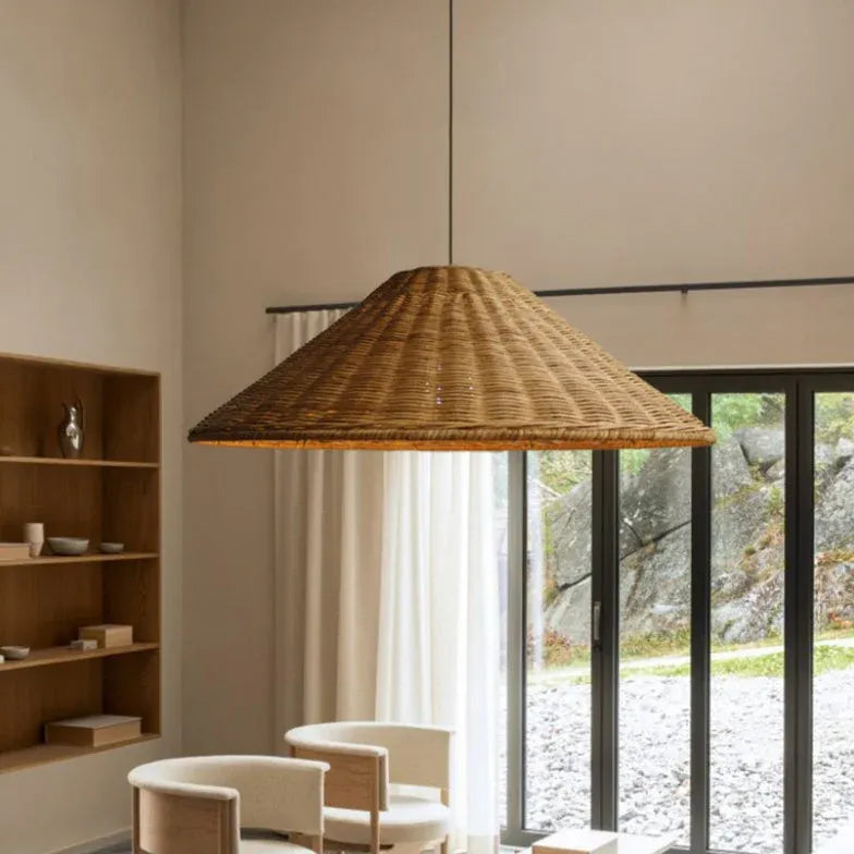 Cone Shaped Woven Rattan Kitchen Pendant Light