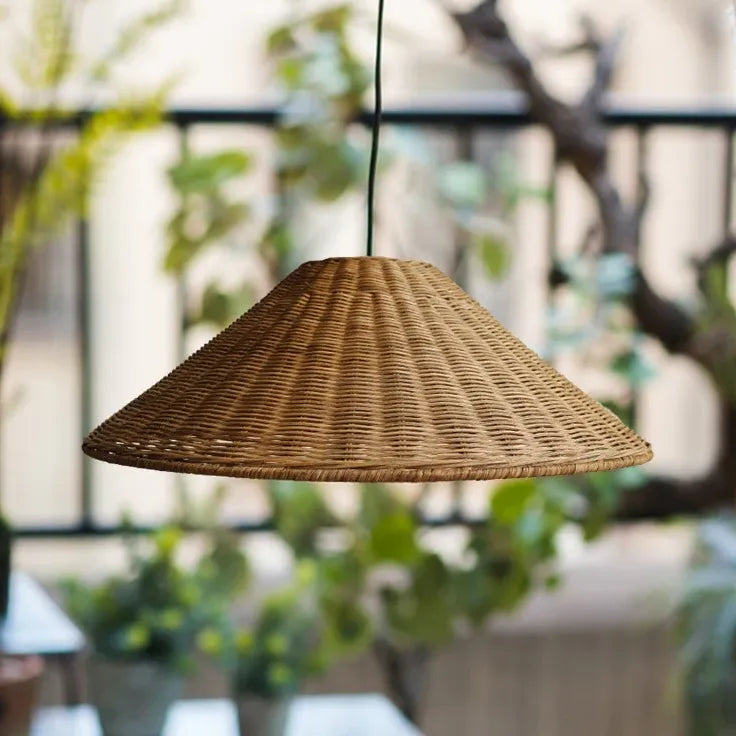 Cone Shaped Woven Rattan Kitchen Pendant Light