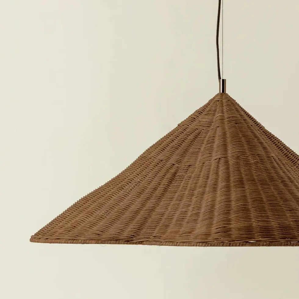 Woven Rattan Cone Shade Vintage Pendant Light