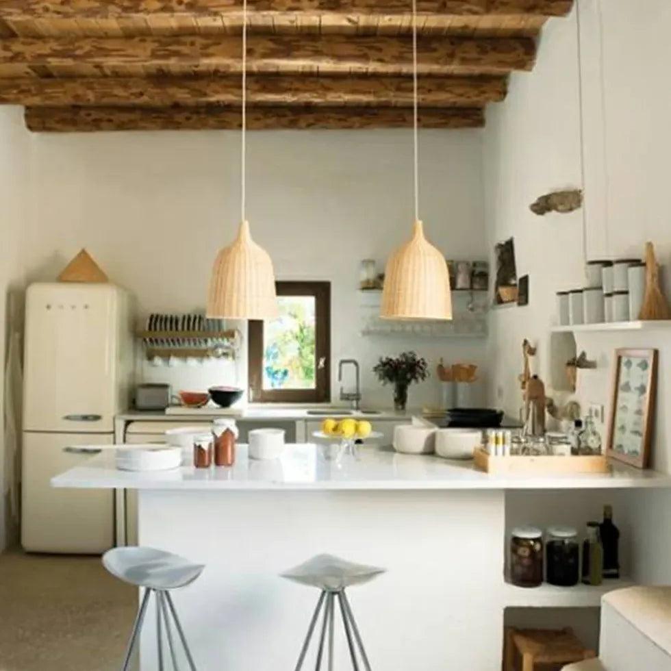 Natural Barrel Kitchen Rattan Pendant Light - Clowas