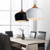 Black Elegant Feather Wood Pendant Light