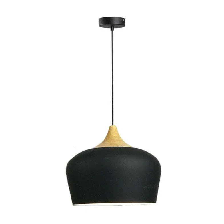 Black Elegant Feather Wood Pendant Light