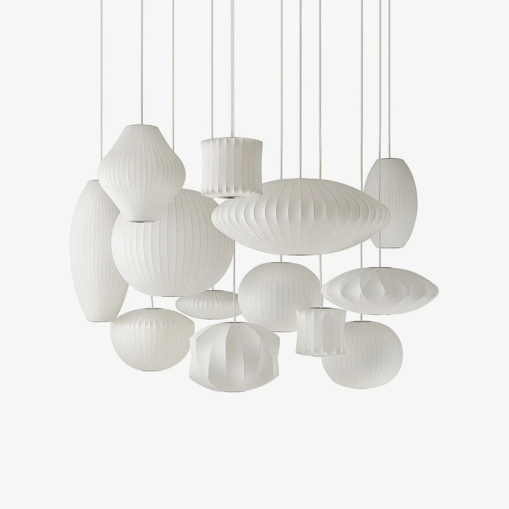 Modern White Bubble Fabric Pendant Light