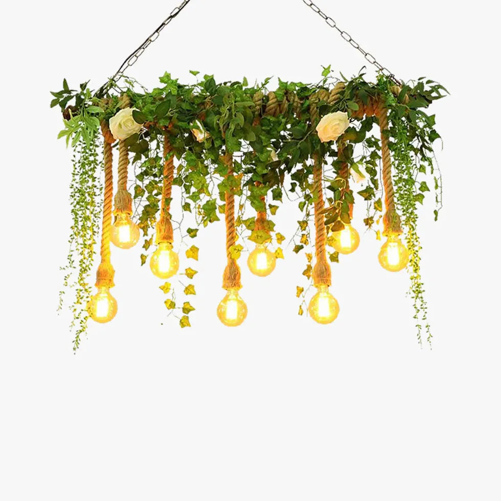 Hanging Plant & Exposed Bulb Decorative Pendant Light