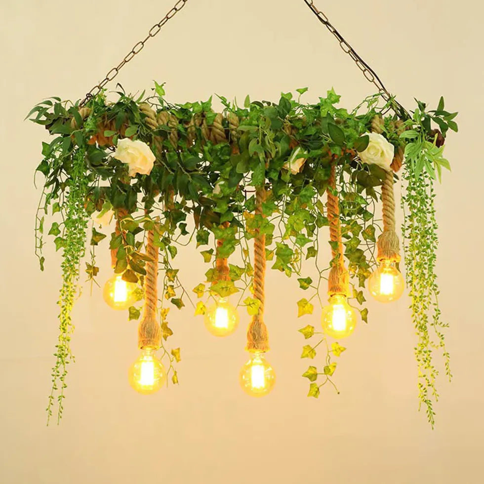 Hanging Plant & Exposed Bulb Decorative Pendant Light