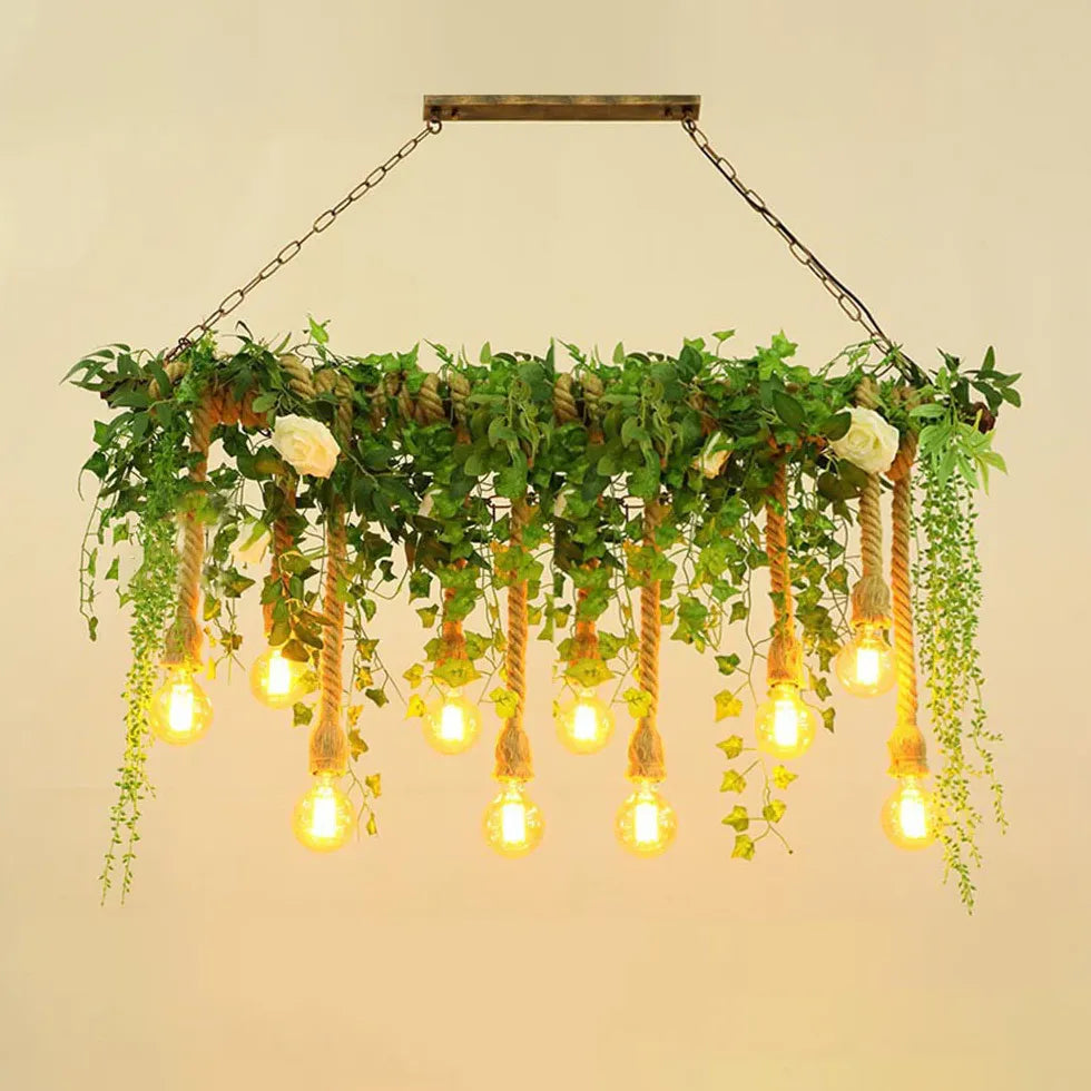 Hanging Plant & Exposed Bulb Decorative Pendant Light