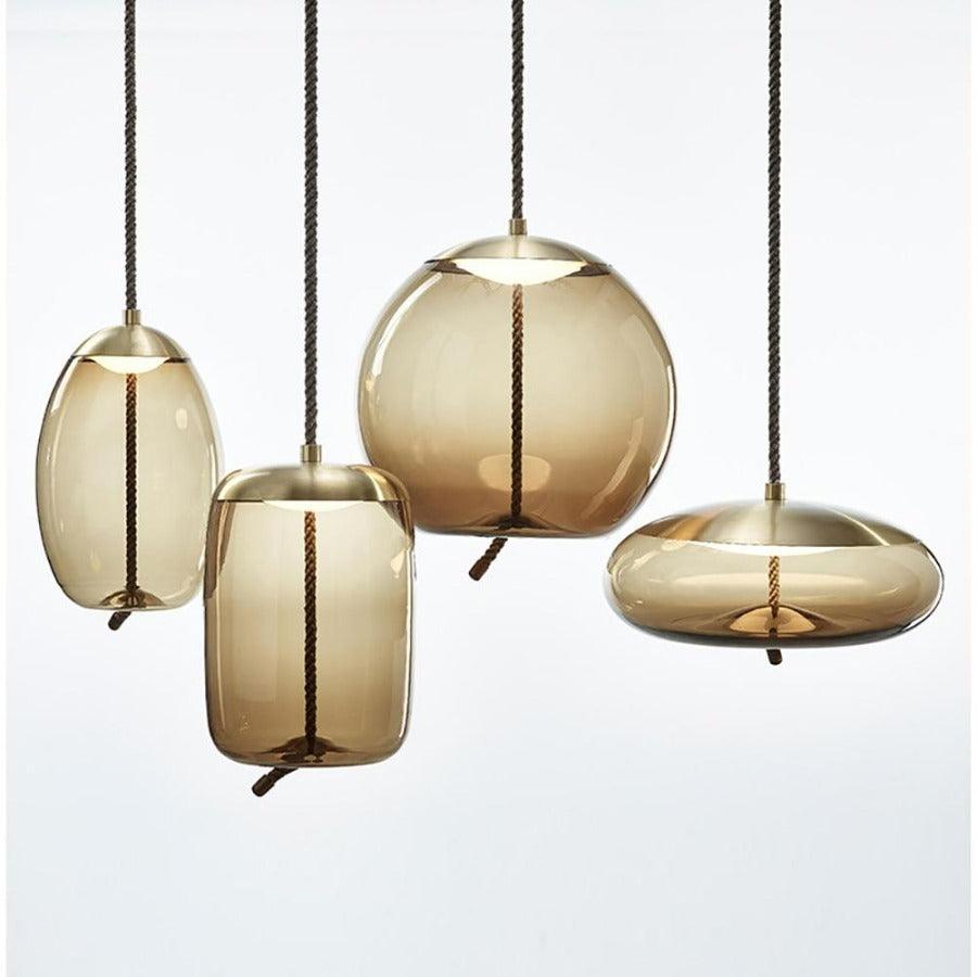 Post Modern Jute Rope Multi Light Glass Pendant