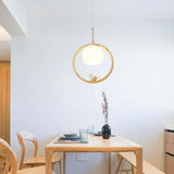 Round Bird Kitchen Wooden Pendant Light