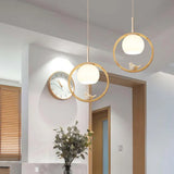 Round Bird Kitchen Wooden Pendant Light