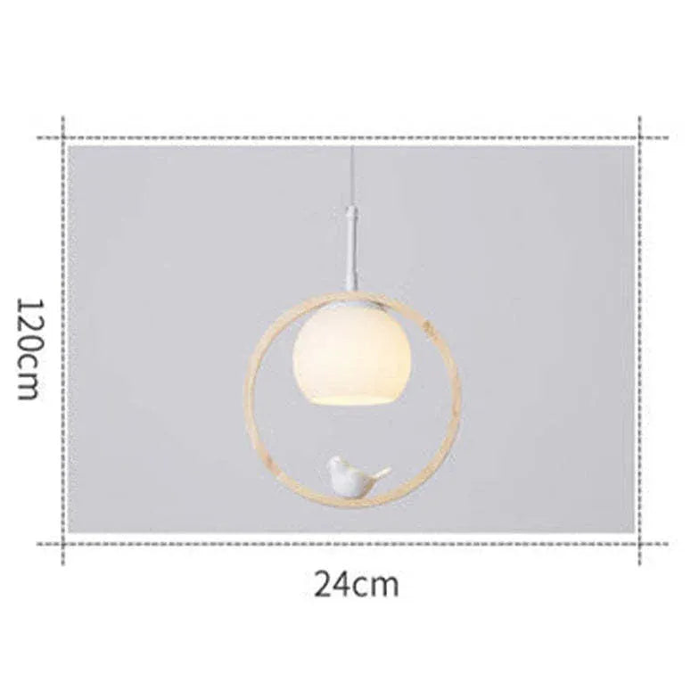 Round Bird Kitchen Wooden Pendant Light