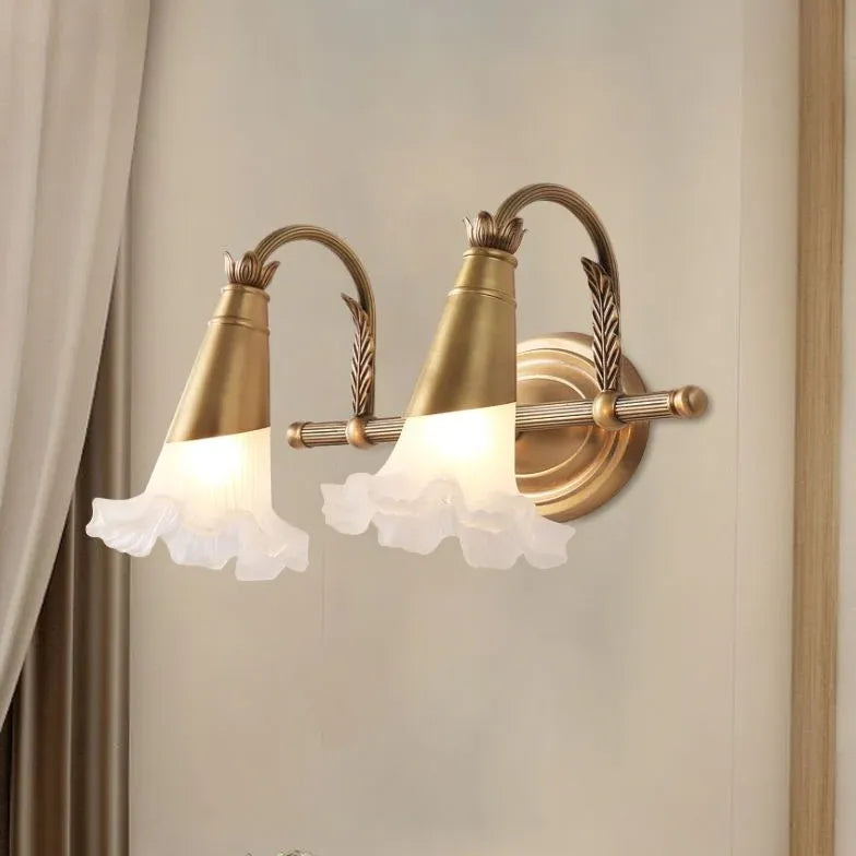 Elegant Petal Brass Vintage Wall Lights