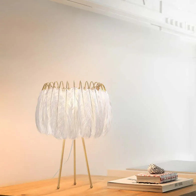 Golden Feather Transparent Tripod Floor Lamp