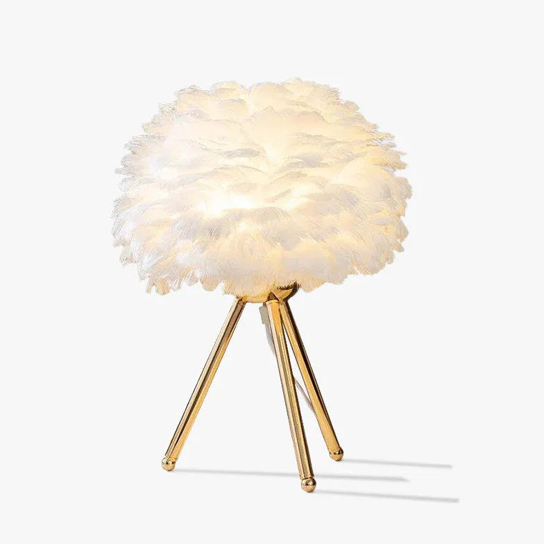 Feather Decorated Art Tripod Table Lamp