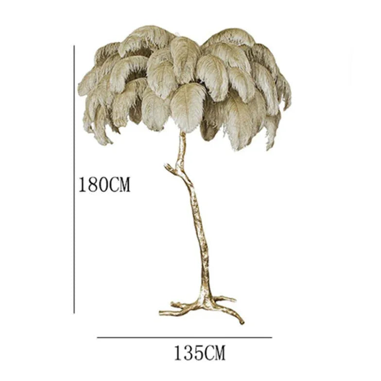 White Feather Tree Design Table Lamp