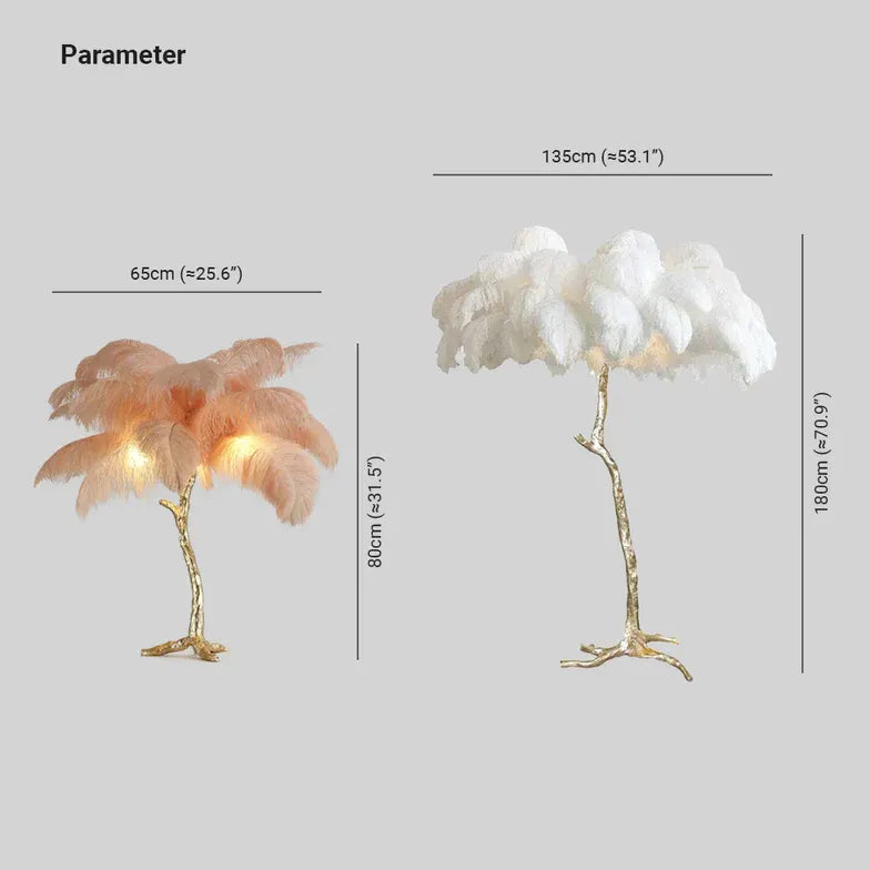 White Feather Tree Design Table Lamp