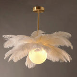 Feather Decor Design Modern White Pendant Light