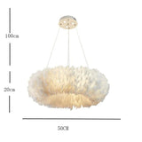 Plush Feathers Bedroom White Pendant Light
