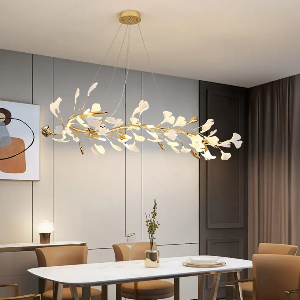 Natural Leaves Gold Kitchen Pendant Light