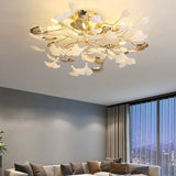 Ginkgo Leaf Gold Modern Flush Ceiling Lights