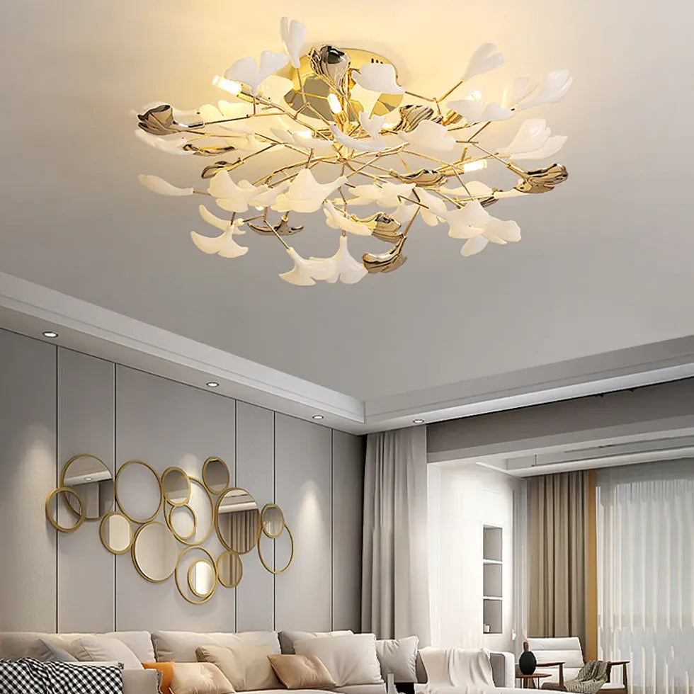 Ginkgo Leaf Gold Modern Flush Ceiling Lights