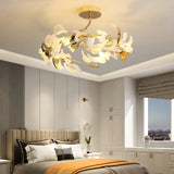 Ginkgo Leaf Gold Modern Flush Ceiling Lights